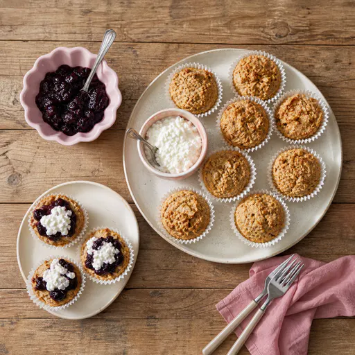 Apple cinnamon muffins with blueberry topping
