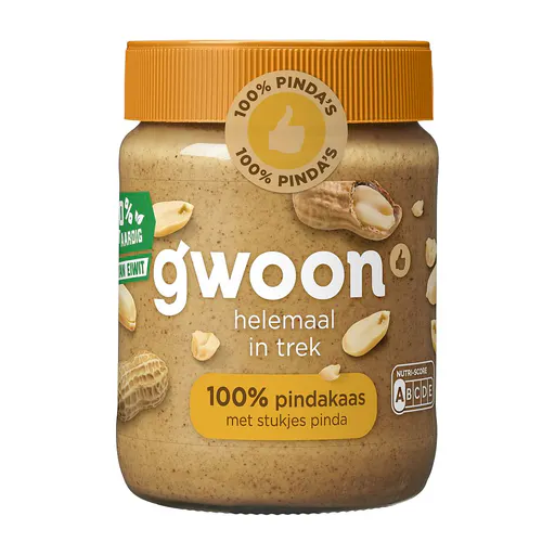 g'woon Pindakaas 100% met Stukjes Pinda