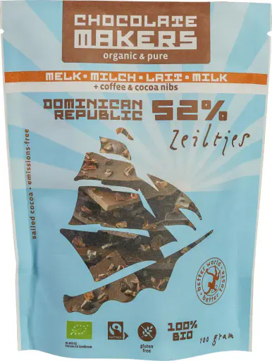 Melkchocolade snackables koffie & cacao nibs 52%